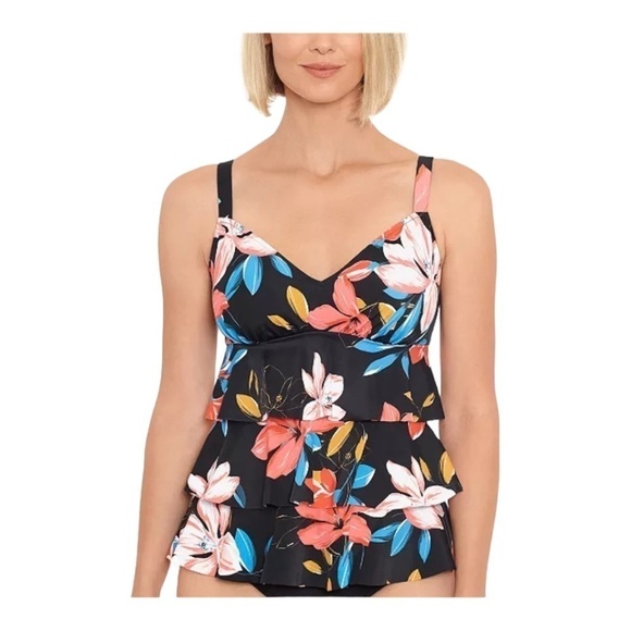 Swim Solutions Other - Swim Solutions Triple-Tier Tankini Top NWT